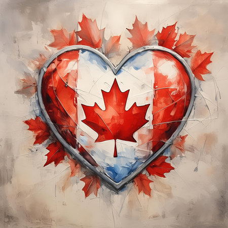 heart painted with Canada flag, generated by AI. High quality photoの素材