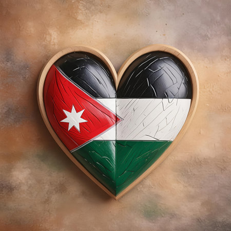 heart painted with Jordan flag, generated by AI. High quality photoの素材