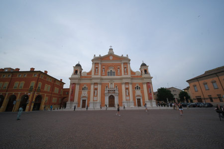 Carpi Modena town square with church and tower. High quality photo
