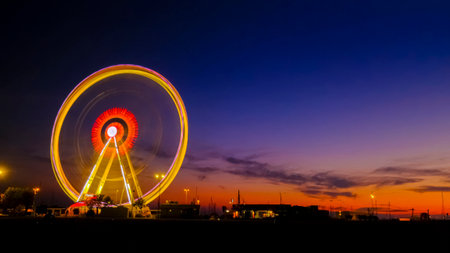 ferris wheel in Rimini Italy, at sunset. High quality photoの写真素材