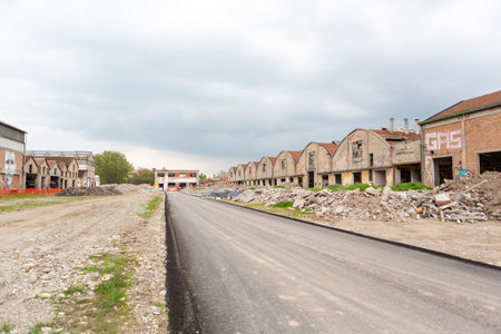 Fossoli di Carpi concentration camp, Modena, Italy, barracks avenue. High quality photoの写真素材