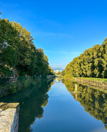 canal around the city of Padua. High quality photoの写真素材