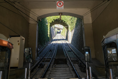 departure of the Bergamo Alta funicular. High quality photo