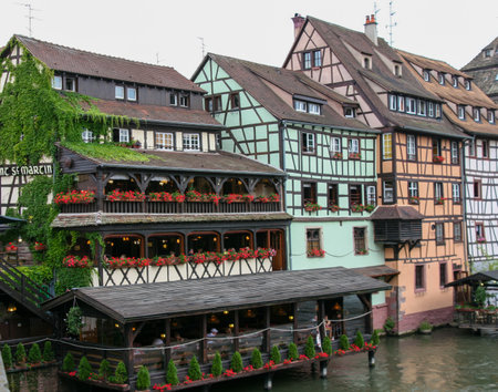 A view of half-timbered houses.の写真素材