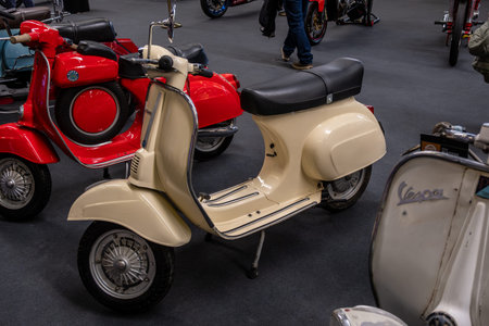 Modea, Italy : 2025 03 30 Motor Fest Expo Motorbike Several vintage scooters, including a...