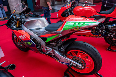 Modena, Italy : 2025 03 30 Motor Fest Expo Motorbike An Aprilia RS-GP MotoGP motorcycle, featuring...