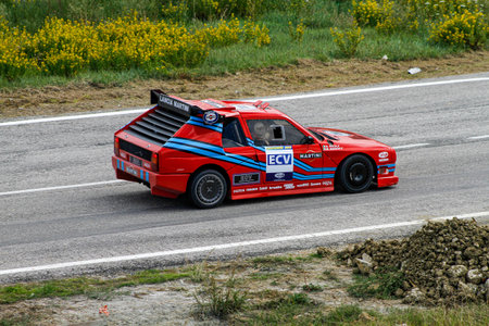 San Marino: 2010 09 01 Rally free event A highly modified red Lancia Delta ECV Experimental...