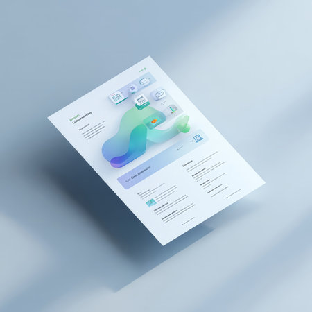 Elegant flyer template showing minimalist design with infographic charts and soft color palette, suitable for academic or corporate presentations. High quality photoの素材