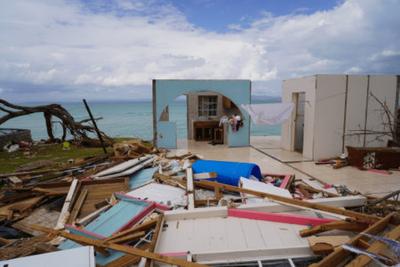 Coastal Home Devastated After Powerful Hurricaneの素材