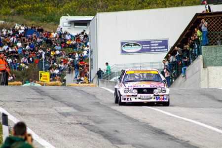 San Marino: 2010 09 01 Rally free event Historic Opel Kadett GTE Conrero racing on a tarmac rally stage. High quality photoのeditorial素材