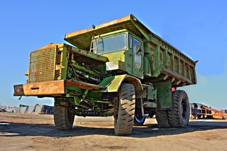 Big, old and rusty construction truck - HDRの写真素材