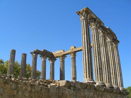 Ancient Roman temple in Evora, Portugalの写真素材