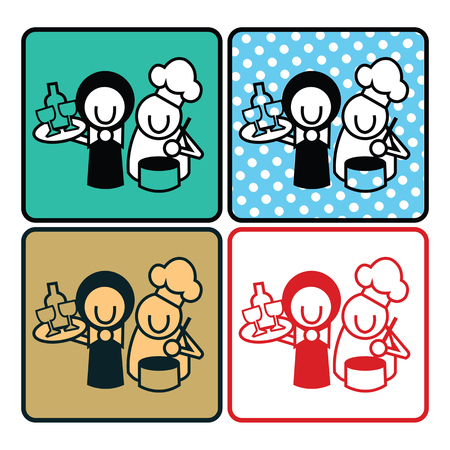 Chef And Waiter Iconのイラスト素材
