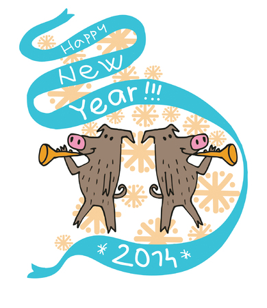New Year Pigsのイラスト素材