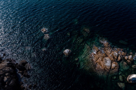 Aerial view of the rocky coast of the Black Sea, Bulgaria