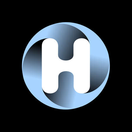 Two objects rotated 180 degrees to form the letter H. In three dimensionsのイラスト素材