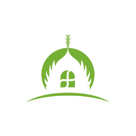 a combination of date palm leaves and a house windowのイラスト素材