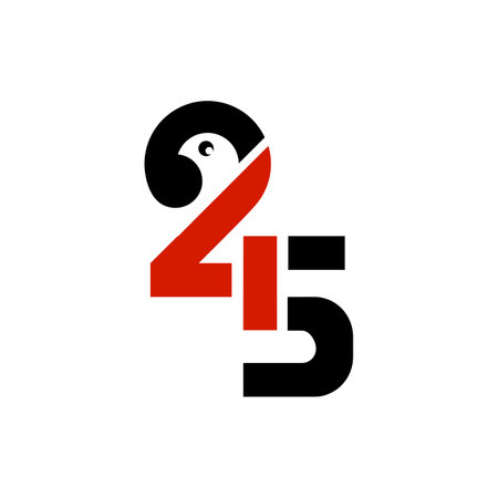 monograms are the numbers two, four and five. In number two it resembles a bird's headのイラスト素材