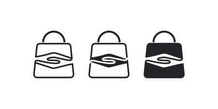 illustration of a combination of two hands with another objectのイラスト素材