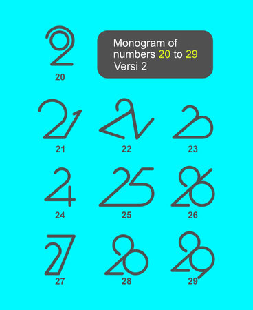 Vector is a monogram of the numbers 20 to 29のイラスト素材