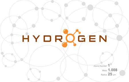 Modern logo design for the word "hydrohen" which belongs to atoms in the atomic periodic system.のイラスト素材