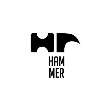 The logo is a very abstract iron hammer. The part that is hit by a hammer if divided by two, then forms the letters H and r.のイラスト素材