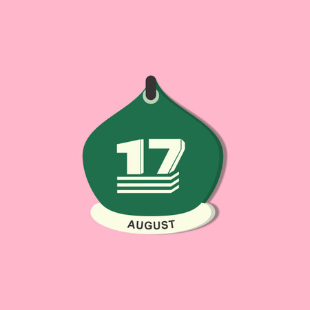 Vector is Torn Calendar. Change day, change date. Flat icons for banners, backgrounds. Example in the picture, August 17th.のイラスト素材