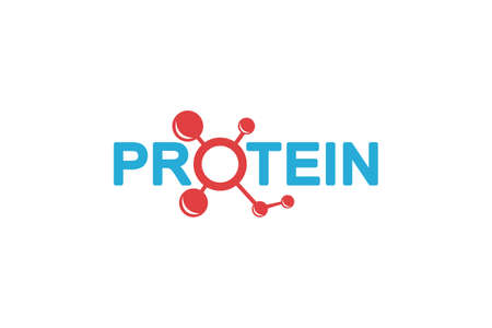 Vector is the word "protein" from amino acids to complex protein molecules. Protein is a polymer (polypeptide) formed from a chain of amino acids.のイラスト素材