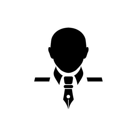 Vector is a profile symbol of a man with a pen tie. Profile of a captain.のイラスト素材
