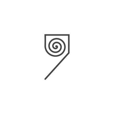The monogram is the number 7 and spiral. Elegant and outline.