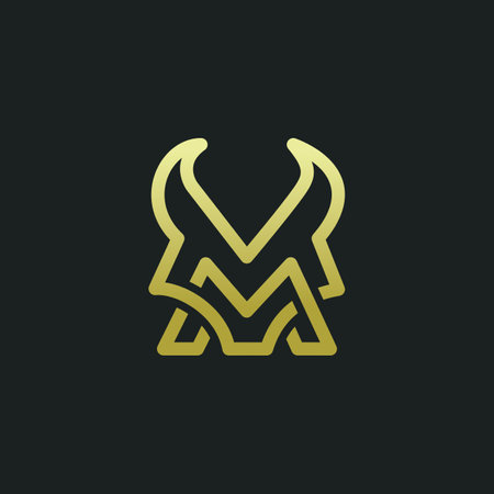The monogram is the letter M and V bull. Elegant and outline.のイラスト素材