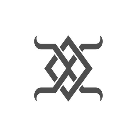 The monogram is the letter X and O bull. Elegant and outline.のイラスト素材