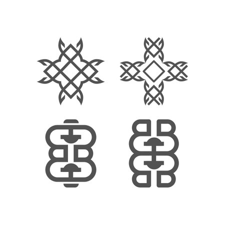 The monogram is the dog and cross line. Ornament, elegant and outline.のイラスト素材