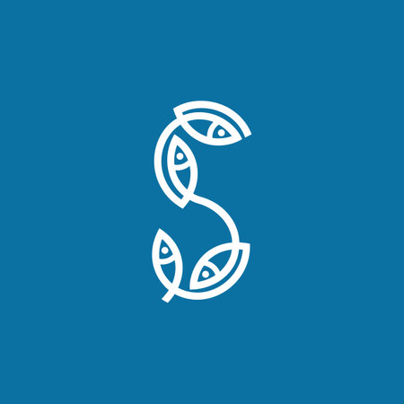 The logo is an S shape made of fish. Fisherman.のイラスト素材