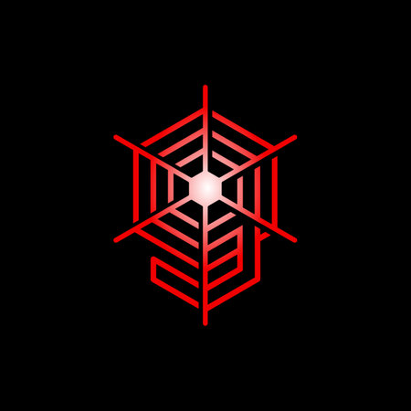 The logo is a spider web 90. Hexagon, elegant and outline.のイラスト素材