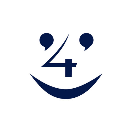 The monogram is a Smile and number 4. elegant and outline.のイラスト素材