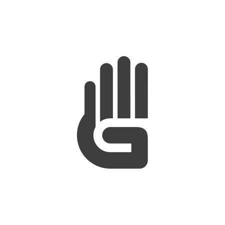 The monogram is the letter L and Hand. Elegant and outline.のイラスト素材