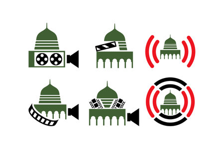 Live streaming logo on Prophet Mosque, medina. Saudi Arabia.のイラスト素材