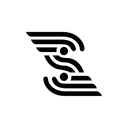 the logo consists of the letter S and winger combined. Outline and elegant.のイラスト素材