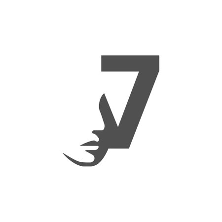 the logo consists of the number 7 and face. Abstract motive, Fill and elegant.のイラスト素材