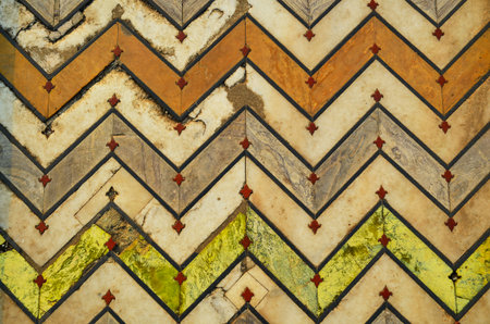 Decorative marble with inlay colored stone floor of Agra Fort India