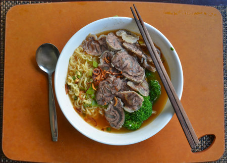 Beef Egg Noodle Soup in a bowl