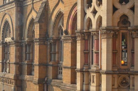 Exterior of Chhatrapati Shivaji Terminus (Victoria Terminus) of Mumbaiのeditorial素材