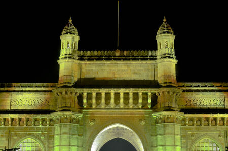Illuminated Gateway of India in Mumbai at night during the Republic Dayのeditorial素材