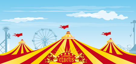 Three big top in a amusement Parkのイラスト素材