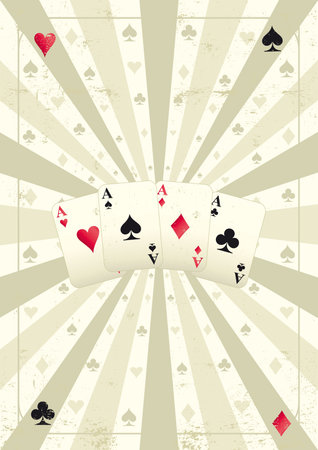 An old poker background whith for aces for you.のイラスト素材