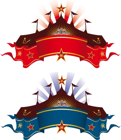 A circus tent banner for your advertising. Write your title.のイラスト素材
