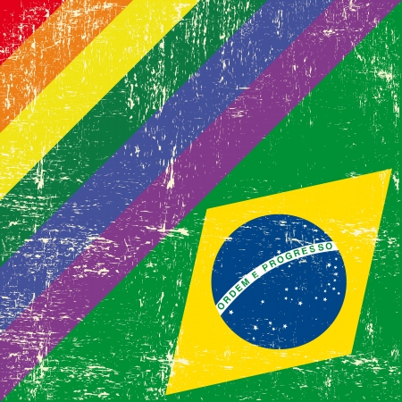 Mixed grunge flag with brazilian flag のイラスト素材