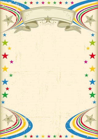 A vintage champagne color poster with multicolor stars for your advertisingのイラスト素材