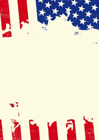 A poster with an american flag torn